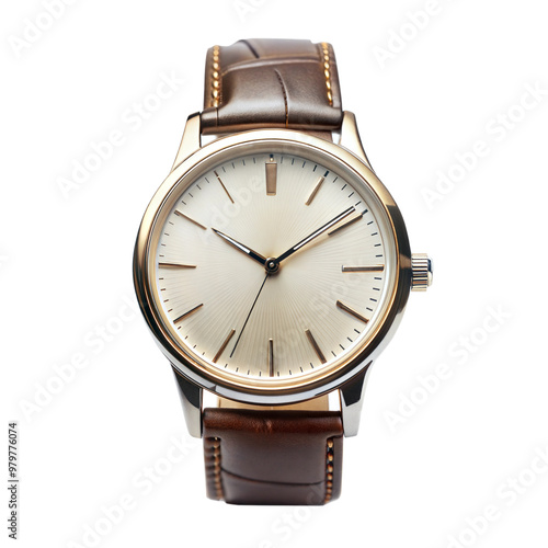 Stylish leather wristwatch with a classic design, perfect for luxury fashion.
