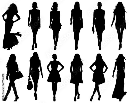 Black silhouettes of newlyweds on white background	