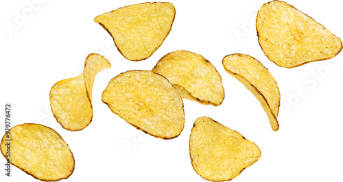 Kettle potato chips isolated on white background photo