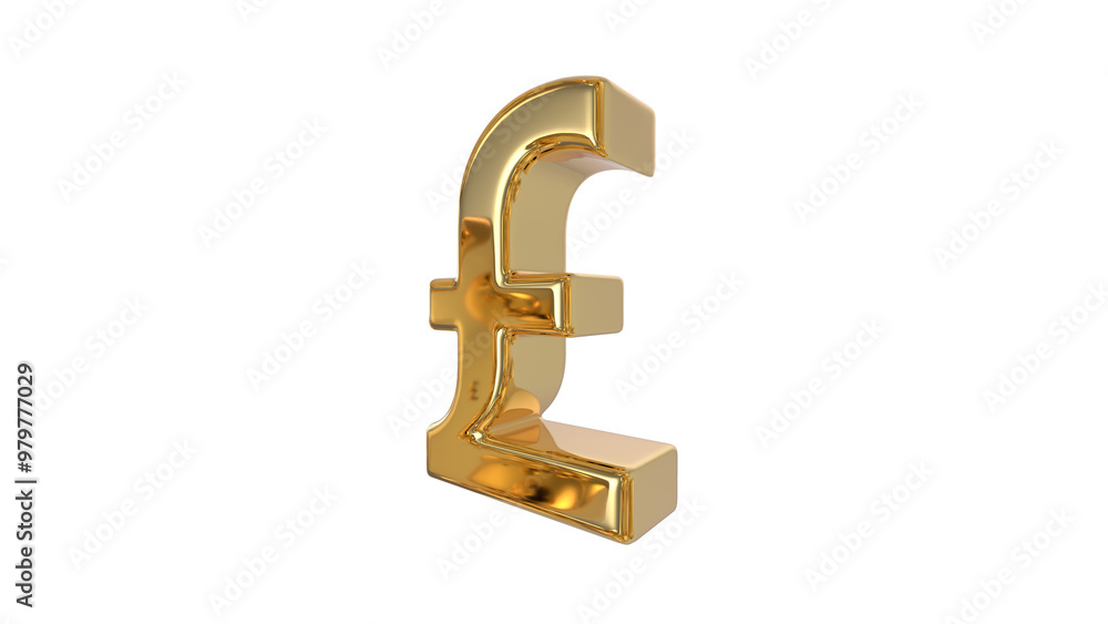 Pound or Pound sterling currency symbol of the United Kingdom in shiny gold - 3d Illustration, 3d rendering Pound or Pound sterling currency symbol of the United Kingdom in shiny gold - 3d Illustration, 3d rendering