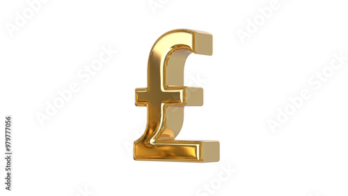 Pound or Pound sterling currency symbol of the United Kingdom in shiny gold - 3d Illustration, 3d rendering	