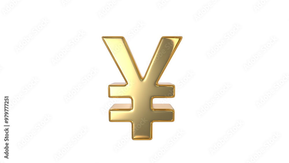 Fototapeta premium yen and yuan sign currency symbol used for the Japanese yen and the Chinese yuan currencies made of shiny gold - 3d Illustration, 3d rendering 