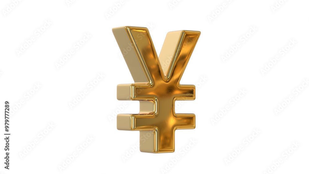 Obraz premium yen and yuan sign currency symbol used for the Japanese yen and the Chinese yuan currencies made of shiny gold - 3d Illustration, 3d rendering 