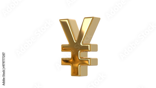 yen and yuan sign currency symbol used for the Japanese yen and the Chinese yuan currencies made of shiny gold - 3d Illustration, 3d rendering 