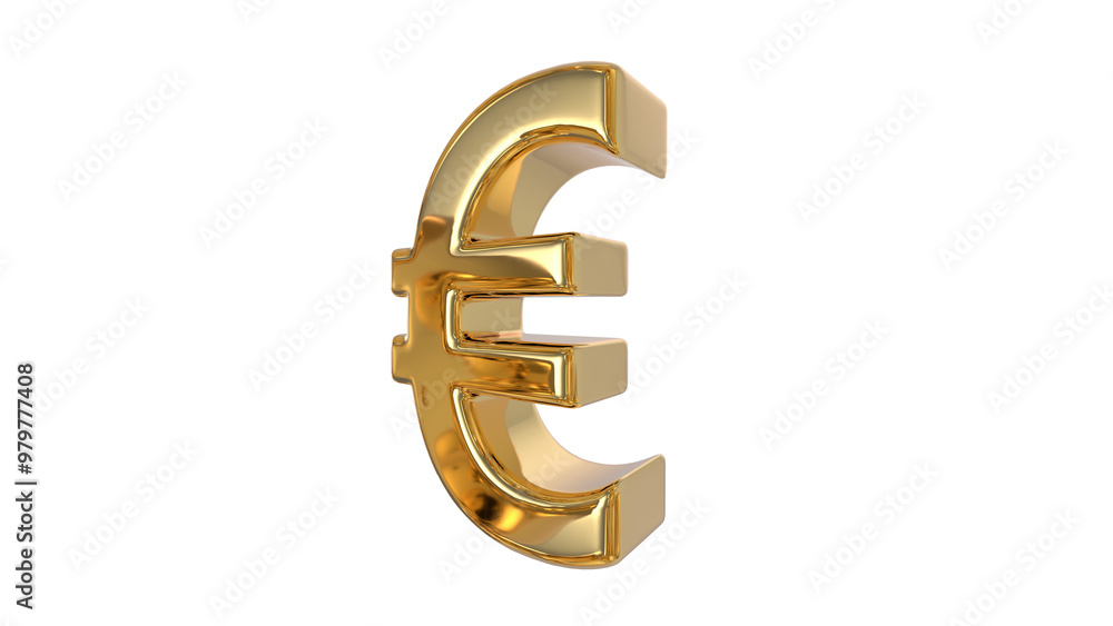 Obraz premium Euro currency symbol of Europeans union made of shiny gold material - 3d rendering, 3d Illustration 