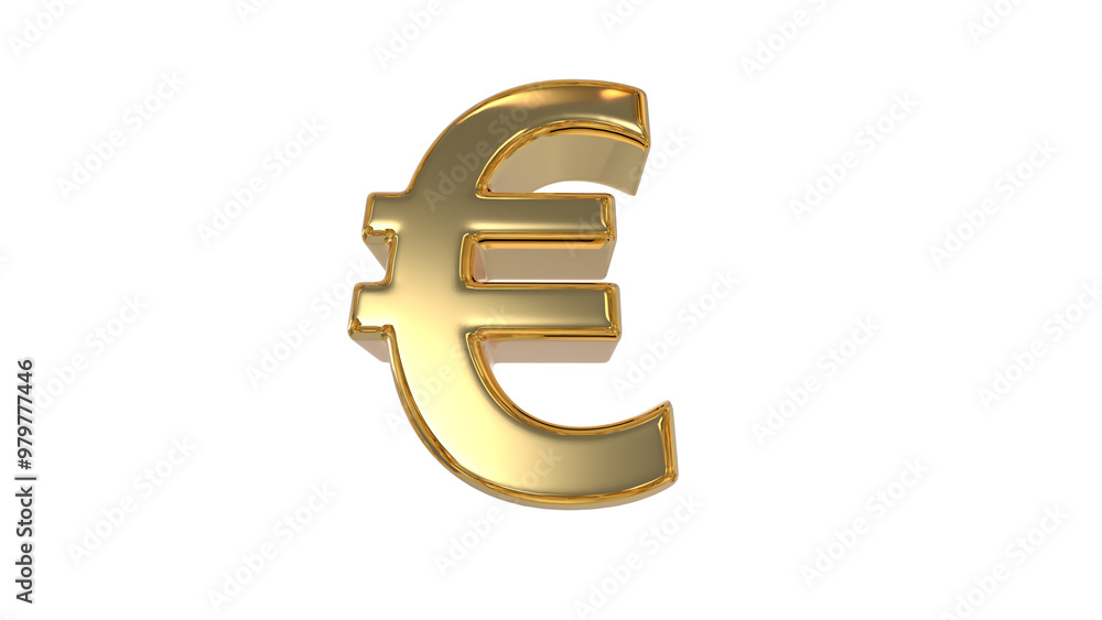 Obraz premium Euro currency symbol of Europeans union made of shiny gold material - 3d rendering, 3d Illustration 