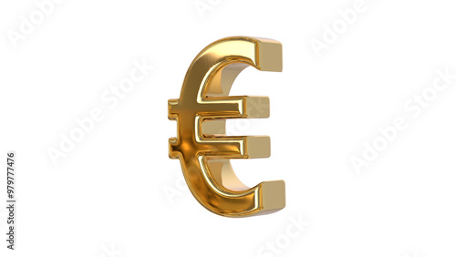 Euro currency symbol of Europeans union made of shiny gold material - 3d rendering, 3d Illustration 