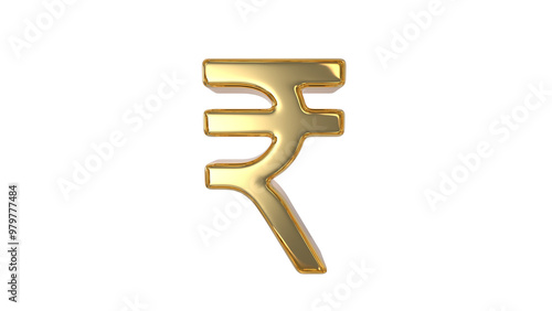 Indian Currency Rupee symbol made of shiny gold material - 3d rendering, 3d Illustration 
