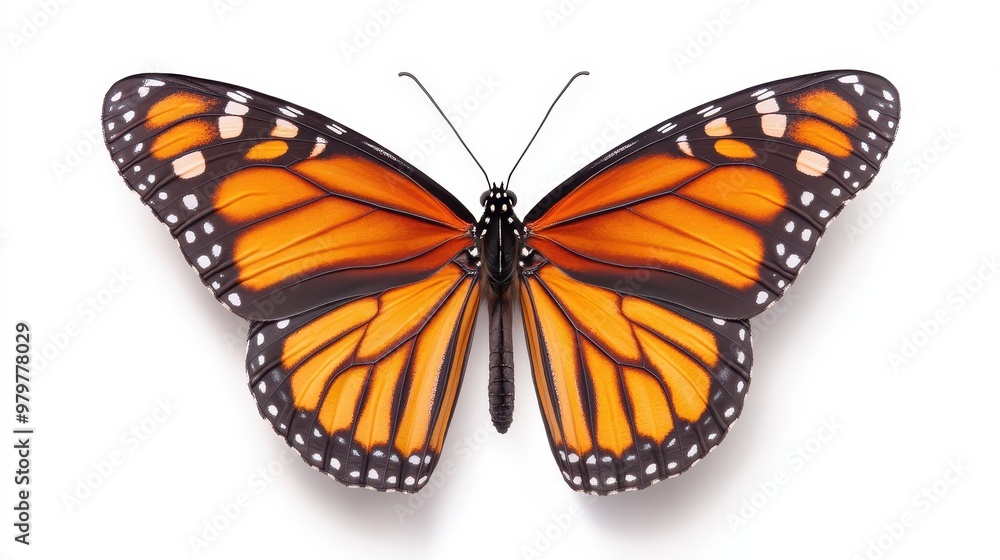 Fototapeta premium A large orange butterfly with black wings