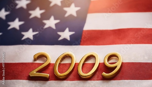 Announcing the Year 2009 on American Flag photo