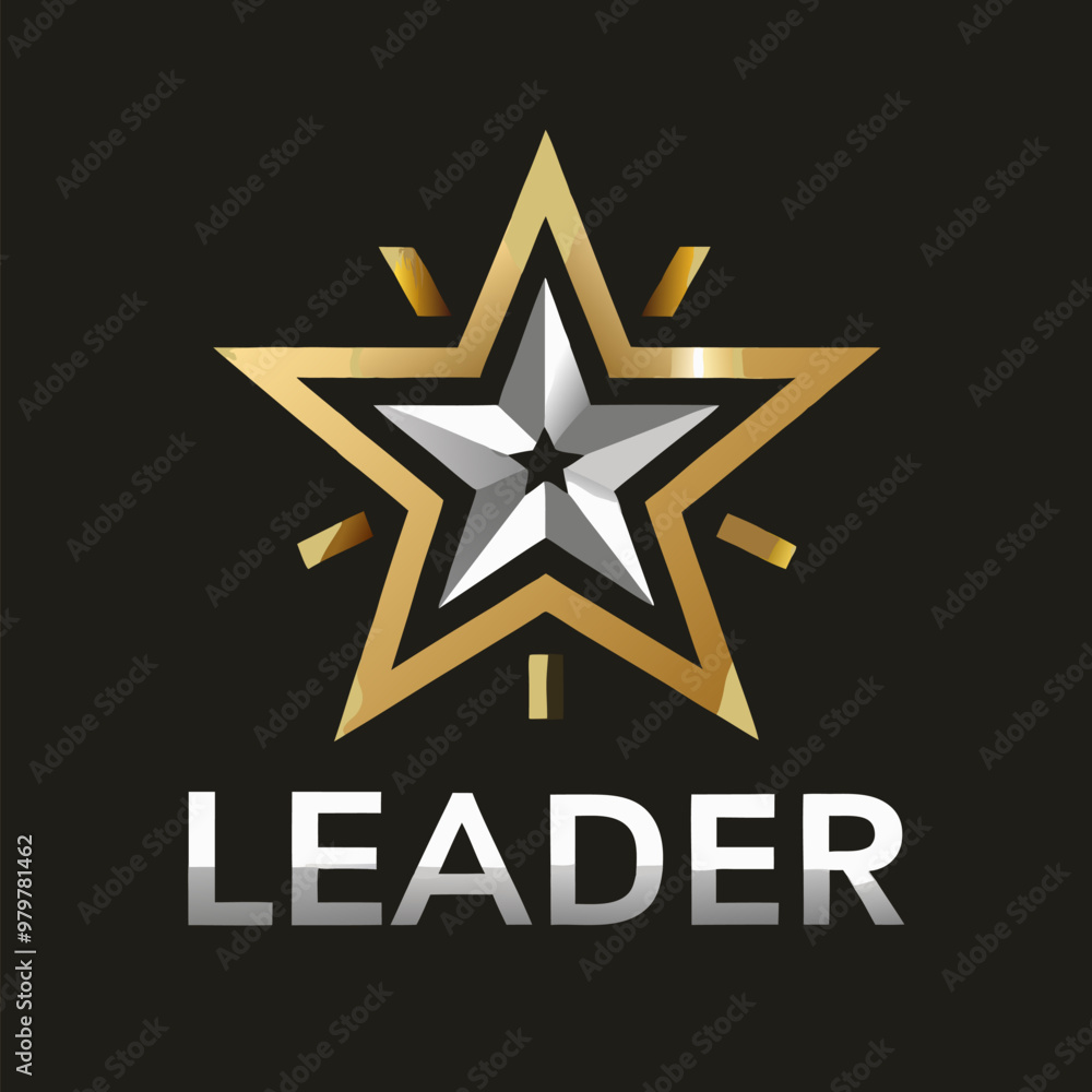 Fototapeta premium A logo featuring a gold and silver star with the word 