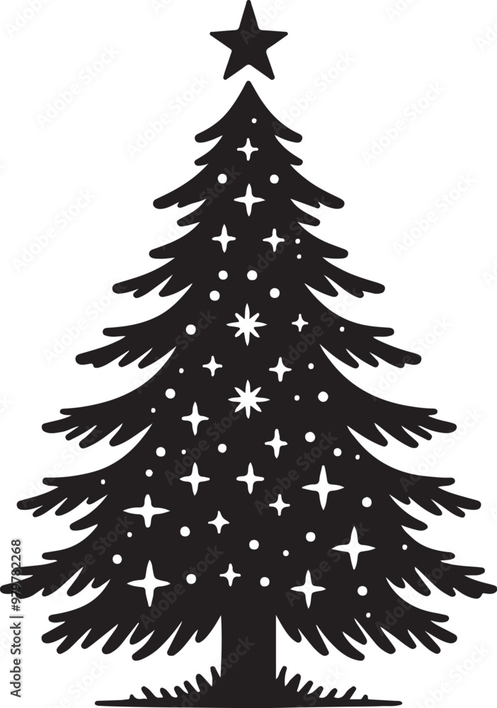 Obraz premium Christmas tree silhouettes vector on white background. Christmas tree illustration