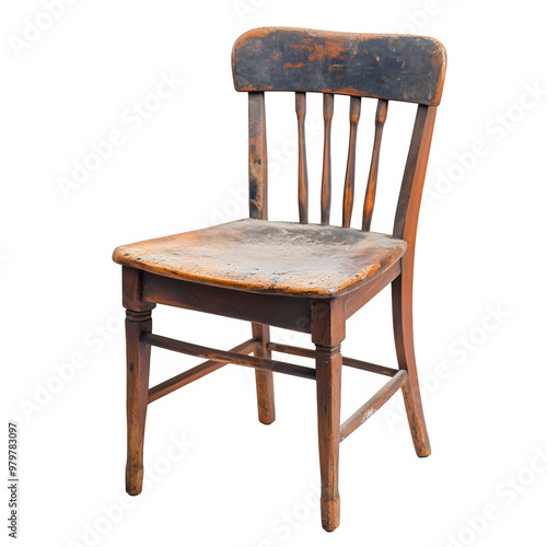 old wooden chair isolated on a transparent background