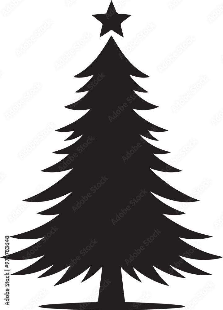 Fototapeta premium Christmas tree silhouettes vector on white background. Christmas tree illustration