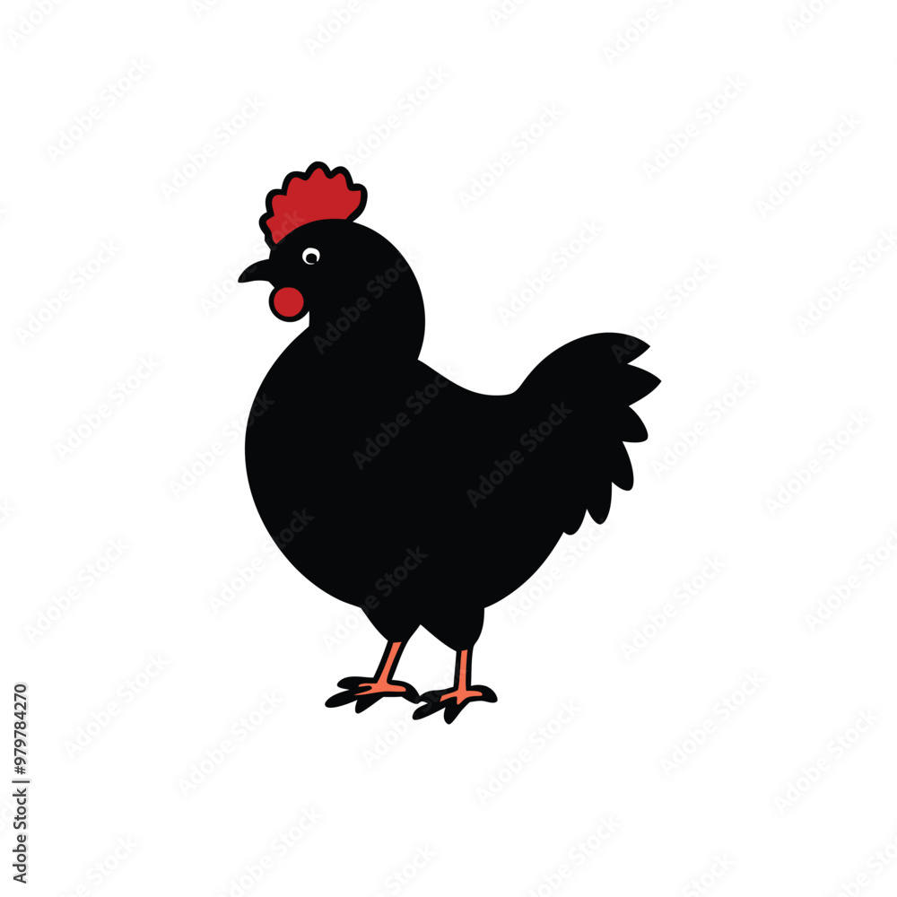 Fototapeta premium a Chicken, vector silhouette, isolated white background