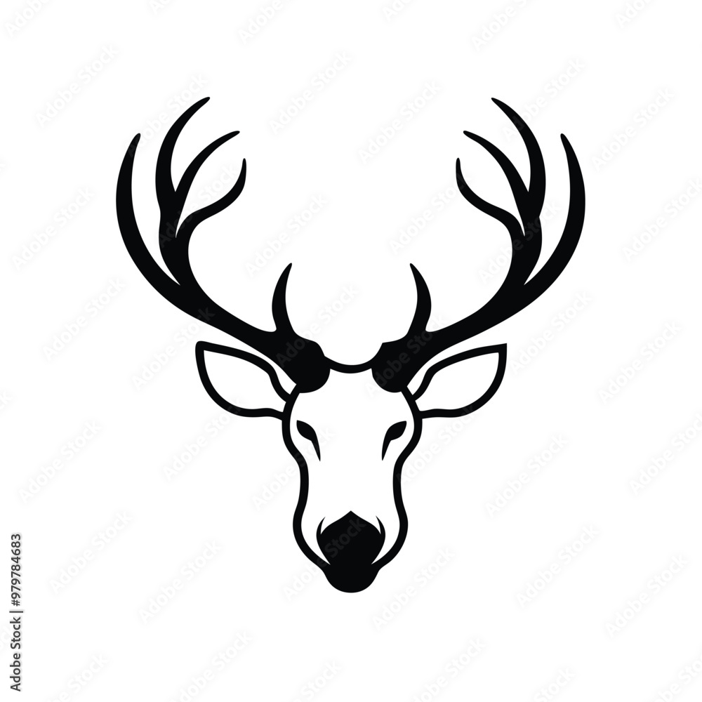 a Dear head, vector silhouette, isolated on white background a Dear head, vector silhouette, isolated on white background