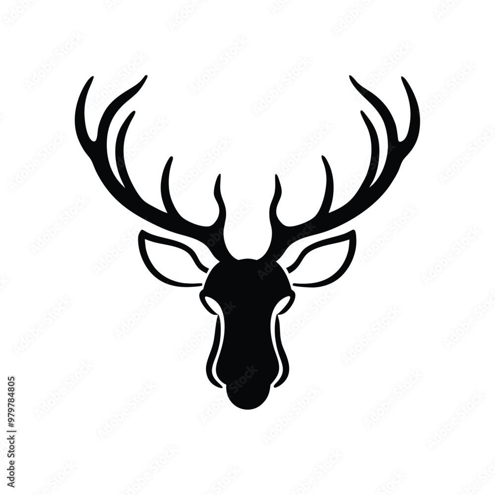 Naklejka premium a Dear head, vector silhouette, isolated on white background
