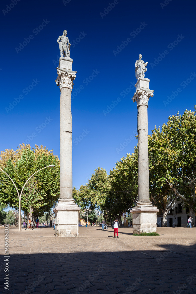 Roman Columns of Hercules and Julius Caesar in Alameda De Hercules, Seville Roman Columns of Hercules and Julius Caesar in Alameda De Hercules, Seville