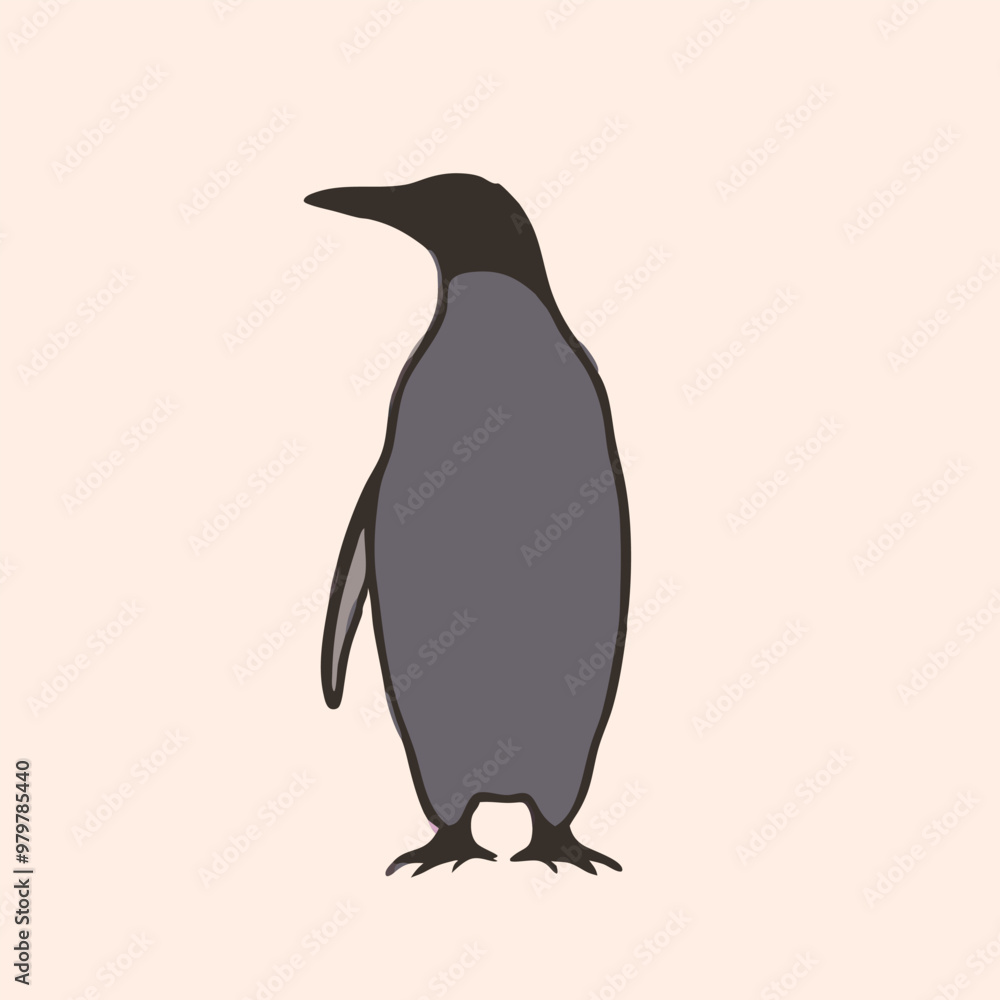 Fototapeta premium a Penguin, vector silhouette, isolated on white background 