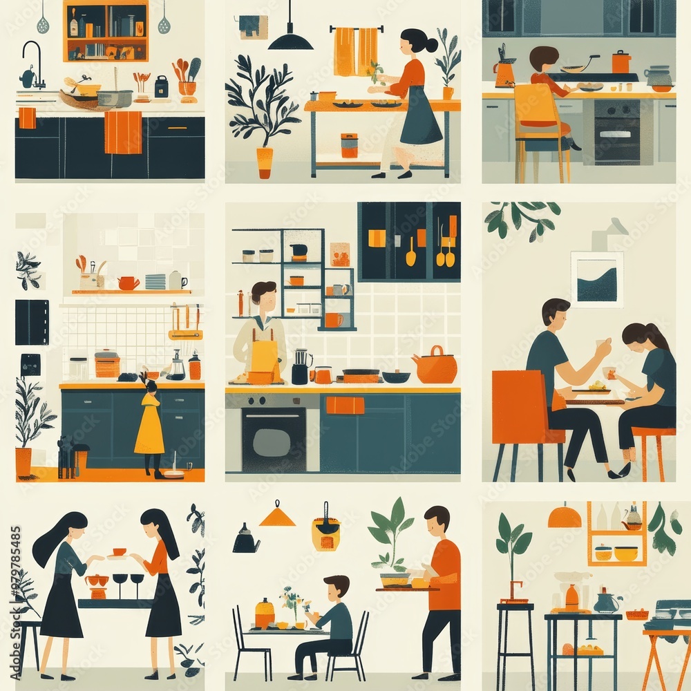 Family Kitchen Interior Design Illustration Family Kitchen Interior Design Illustration