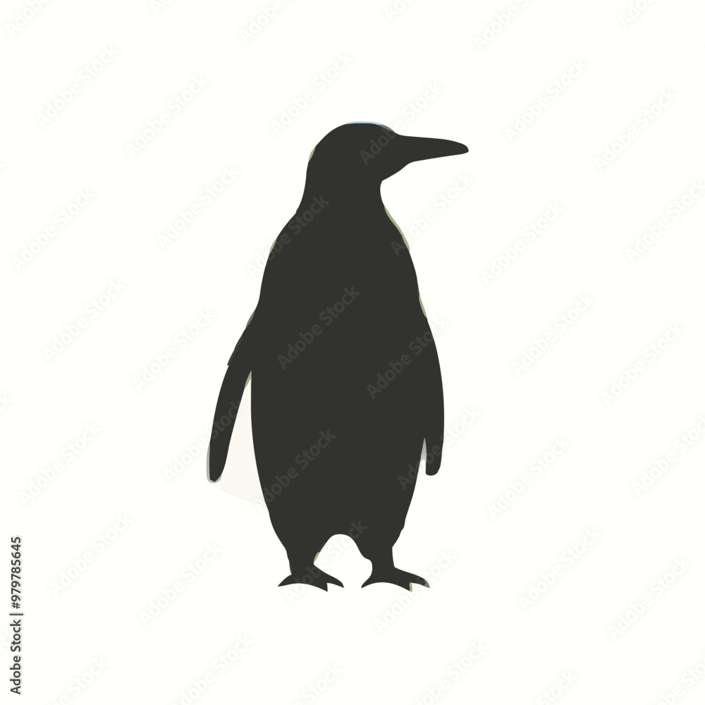 Fototapeta premium a Penguin, vector silhouette, isolated on white background