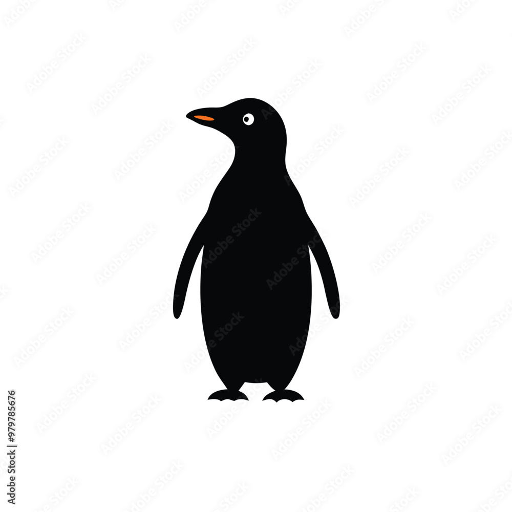 Obraz premium a Penguin, vector silhouette, isolated on white background 
