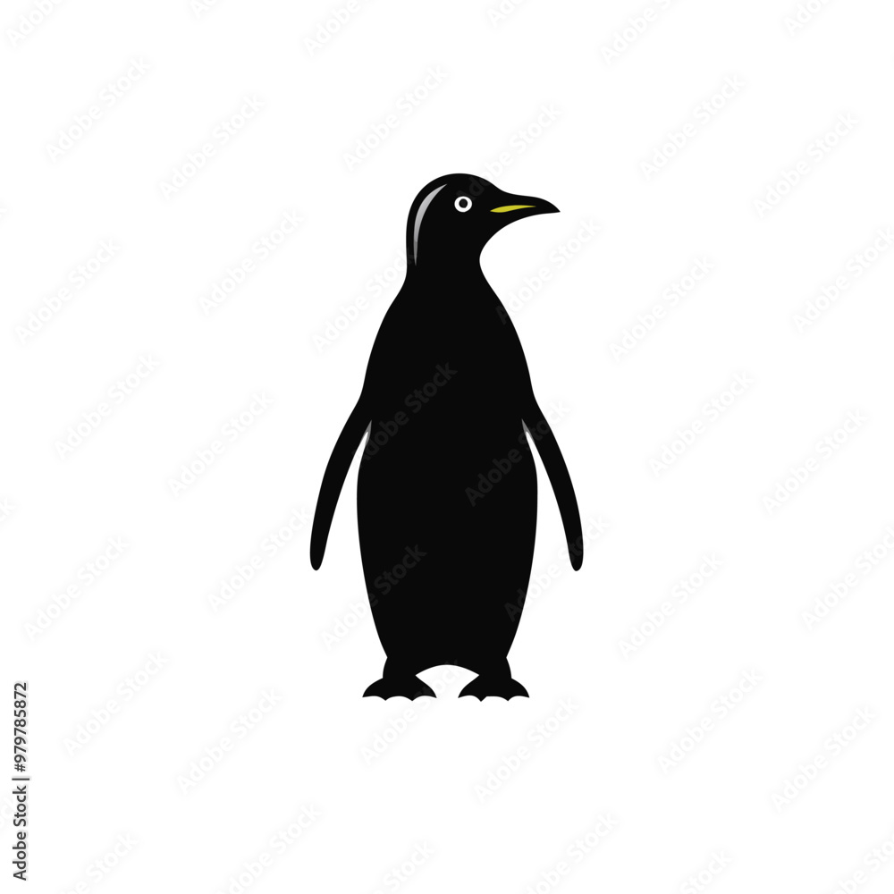Fototapeta premium a Penguin, vector silhouette, isolated on white background 