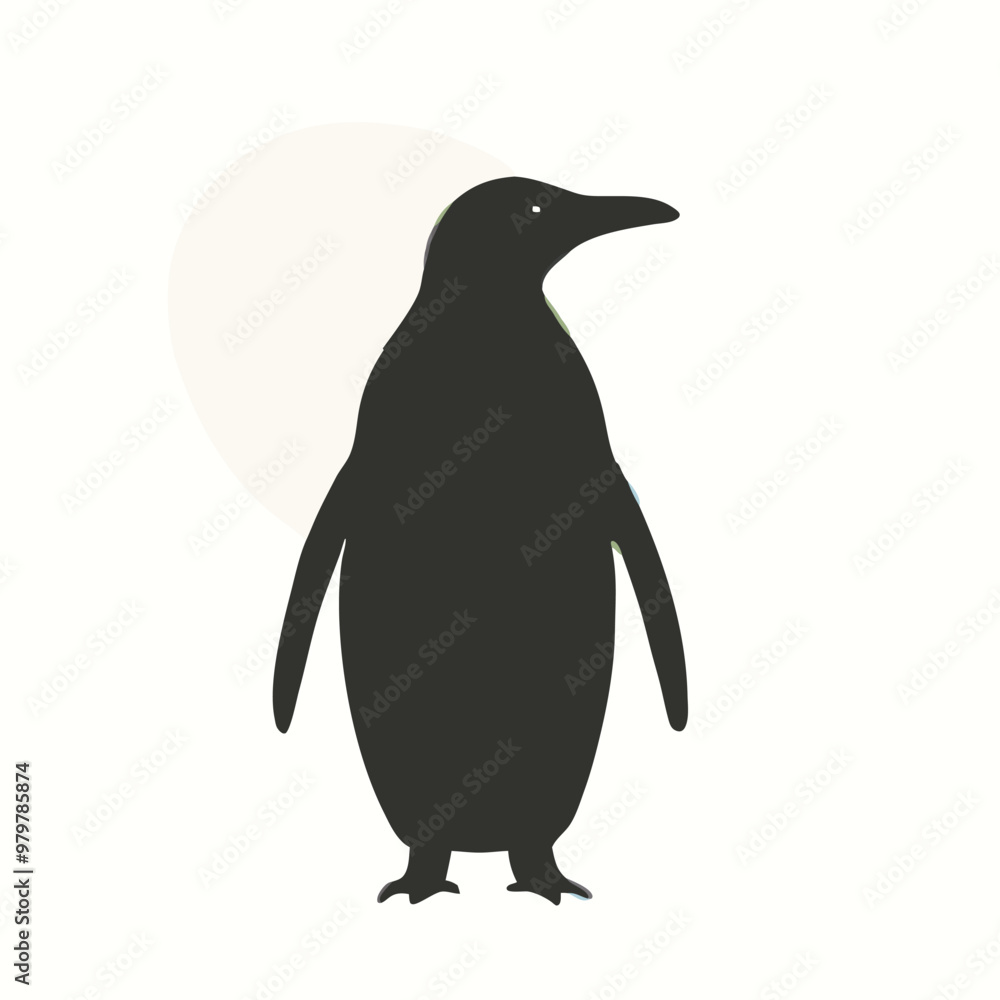 Fototapeta premium a Penguin, vector silhouette, isolated on white background 