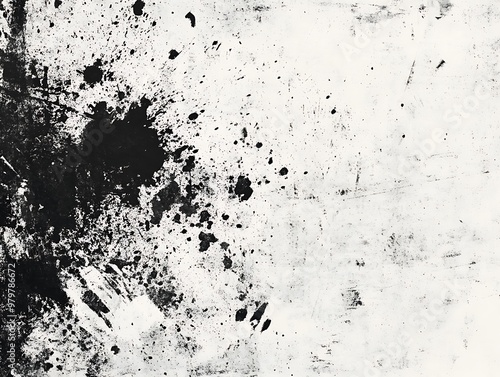 Black Ink Splatter on White Background