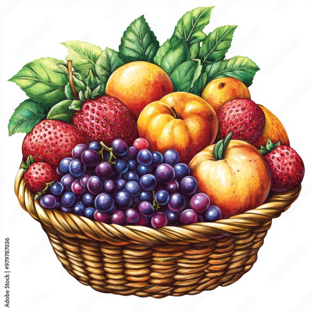 Fresh Fruit Basket with Grapes Strawberries and Apples Fresh Fruit Basket with Grapes Strawberries and Apples