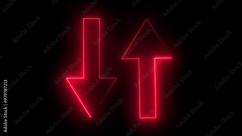glowing neon line abstract light red color arrow icon animation. glowing neon line abstract light red color arrow icon animation.