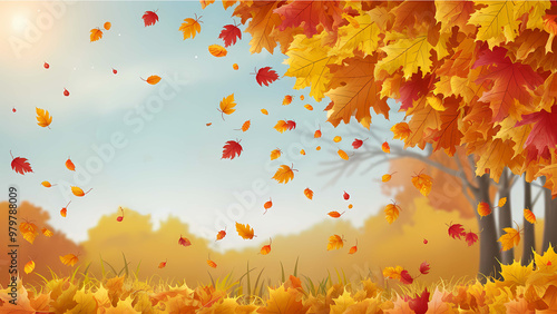 autumn background with leaves autumn leaves on the ground 