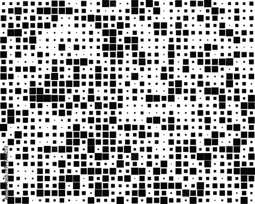 Black mosaic of random sizes square, seamless pattern background, fashion design