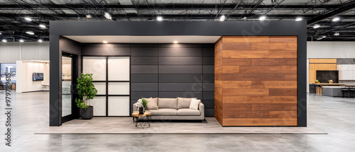 Wallpaper Mural Modern indoor living space featuring a stylish sofa, wooden accents, and contemporary design, perfect for interior inspiration. Torontodigital.ca