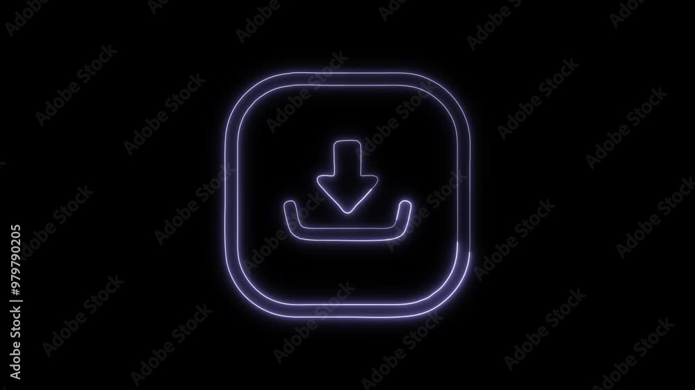 Glowing Neon Download Square Icon Isolated on Black Background - HD Motion Graphics Animation for File Download and Data Transfer Glowing Neon Download Square Icon Isolated on Black Background - HD Motion Graphics Animation for File Download and Data Transfer