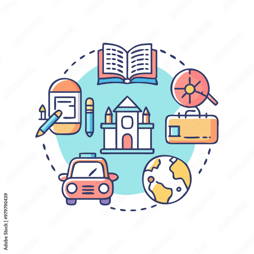 Fototapeta premium Back to school theme vector icon set