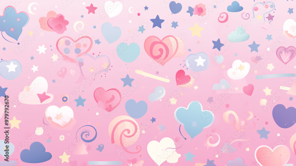 Pastel Pink Heart and Star Pattern Pastel Pink Heart and Star Pattern