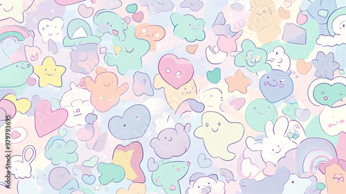 Cute Pastel Doodle Seamless Pattern