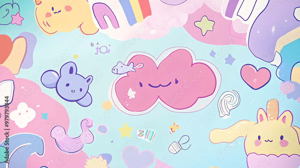 Cute Pastel Rainbow Cloud Pattern Cute Pastel Rainbow Cloud Pattern