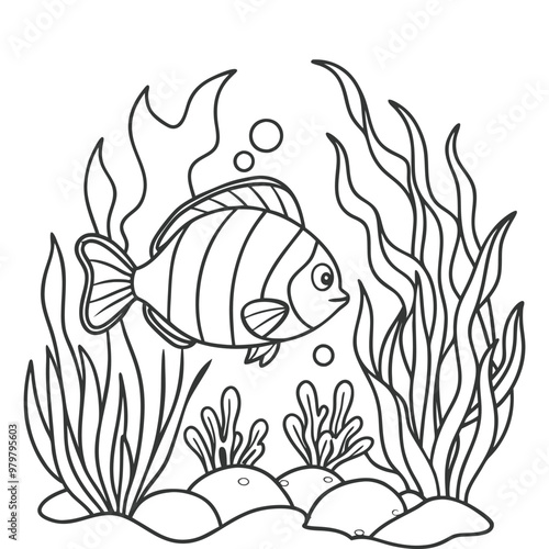 fish under water outline 