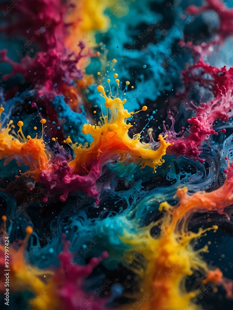 Vibrant ink splash in water, swirling in detailed patterns. Vibrant ink splash in water, swirling in detailed patterns.