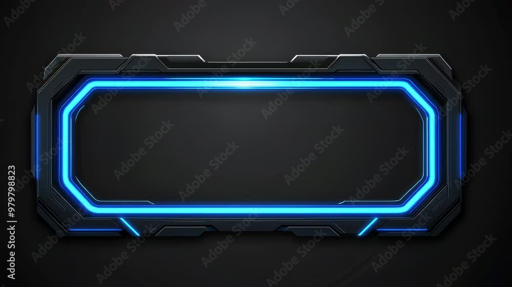 Futuristic blue neon frame on dark metallic background, sci-fi user interface element, glowing technological border design, cyberpunk-inspired digital display panel, sleek high-tech visualization Futuristic blue neon frame on dark metallic background, sci-fi user interface element, glowing technological border design, cyberpunk-inspired digital display panel, sleek high-tech visualization