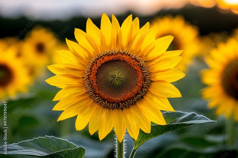 Φωτογραφία Sunflowers facing the sunrise in Provence, France, their golden petals glowing i
