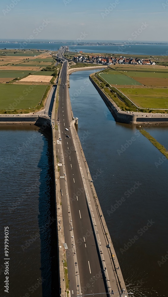 View of the Afsluitdijk in the Netherlands. View of the Afsluitdijk in the Netherlands.