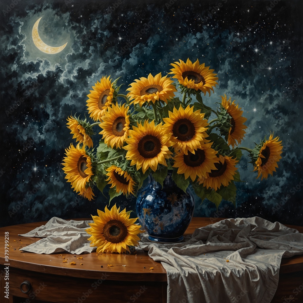 sunflowers in a vase on the table