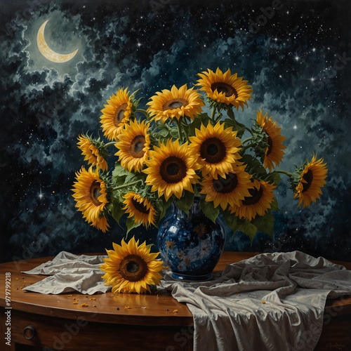 Obraz na płótnie sunflowers in a vase on the table w salonie
