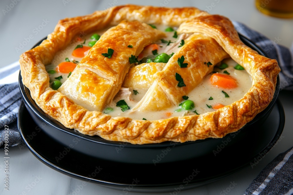 Thanksgiving turkey pot pie, with a flaky crust and creamy turkey filling, perfect for leftovers Thanksgiving turkey pot pie, with a flaky crust and creamy turkey filling, perfect for leftovers