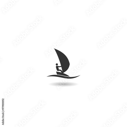 Simple Windsurfing icon with shadow