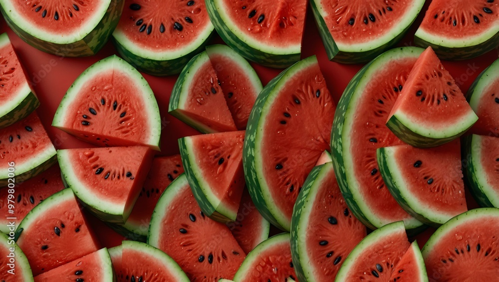 Watermelon slices on red background Watermelon slices on red background