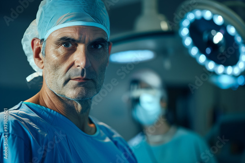 A middle-aged male surgeon stands in the operating room.